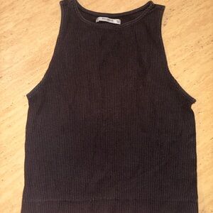 Pull&Bear Charcoal Ribbed Tank Top